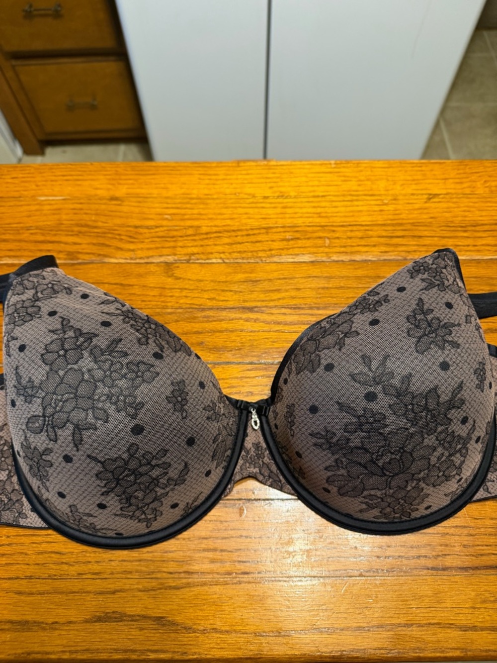 Curvy Couture bra 44DDD Style 1310 Black With Tan Lace Underwire Padded